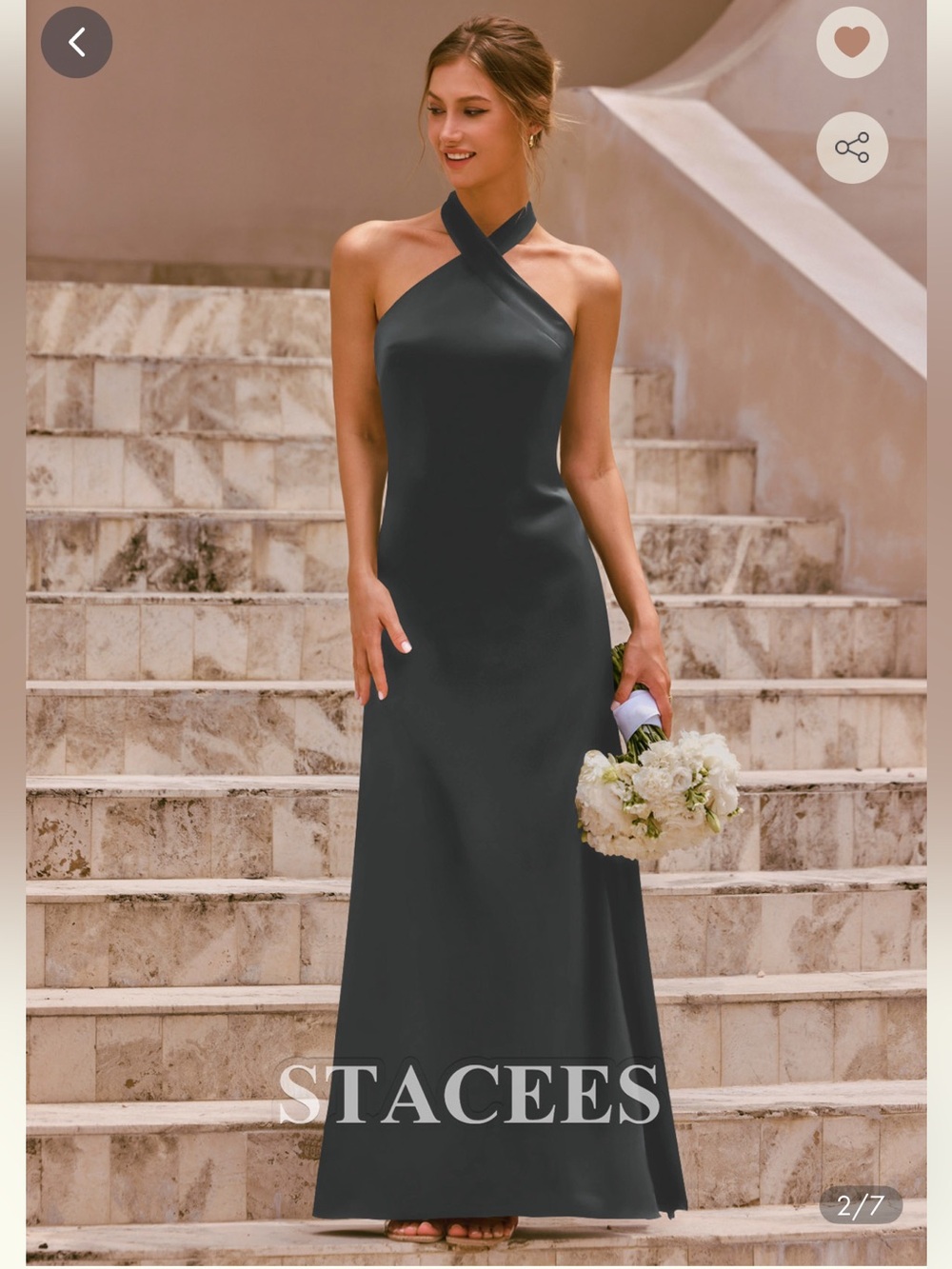 Stacees steel gray.  Bridesmaids dress.